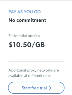 Bright Data PAYG Residential Proxies Price