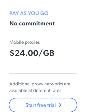 Bright Data Pay-as-you-Go Mobile Proxies Price New