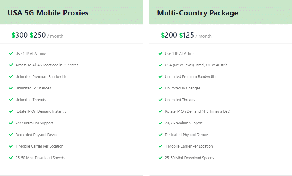 ProxyEmpire Dedicated Mobile Proxies Price