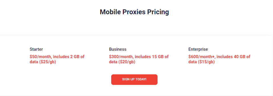 Rayobyte Mobile Proxies Price