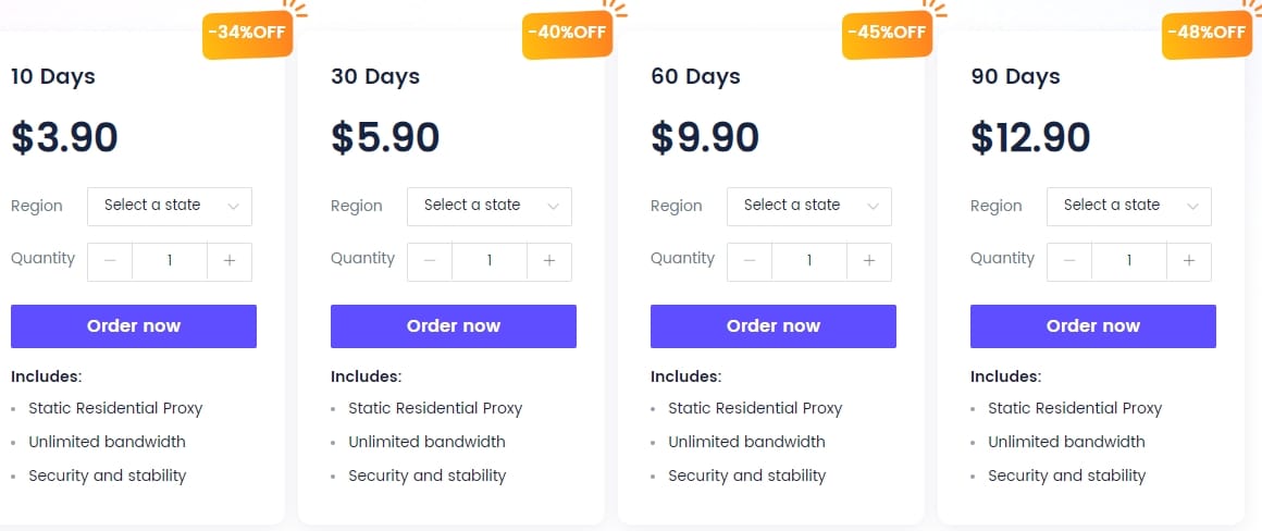 Omegaproxy ISP Proxies Pricing