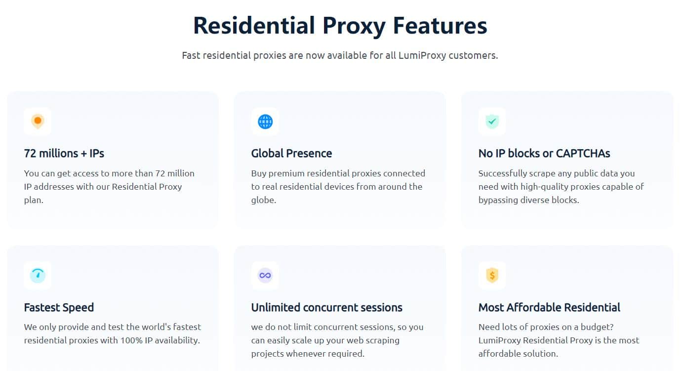 Lumiproxy Residential Proxy Features